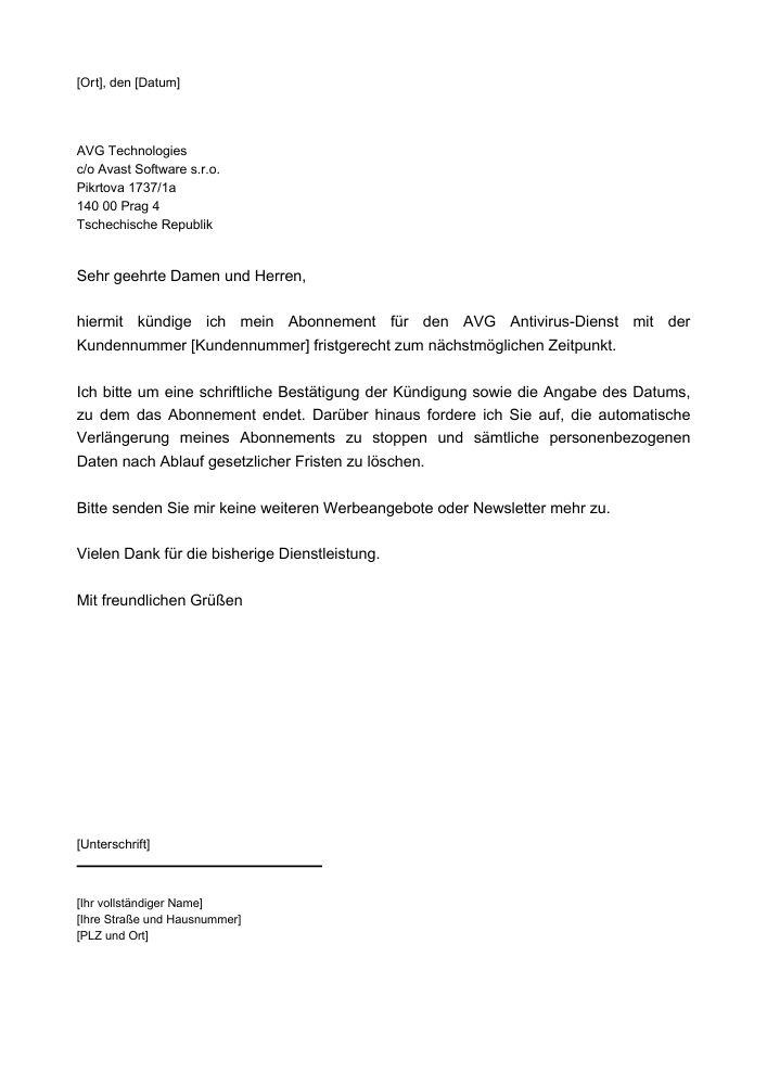 AVG Antivirus Kündigung
