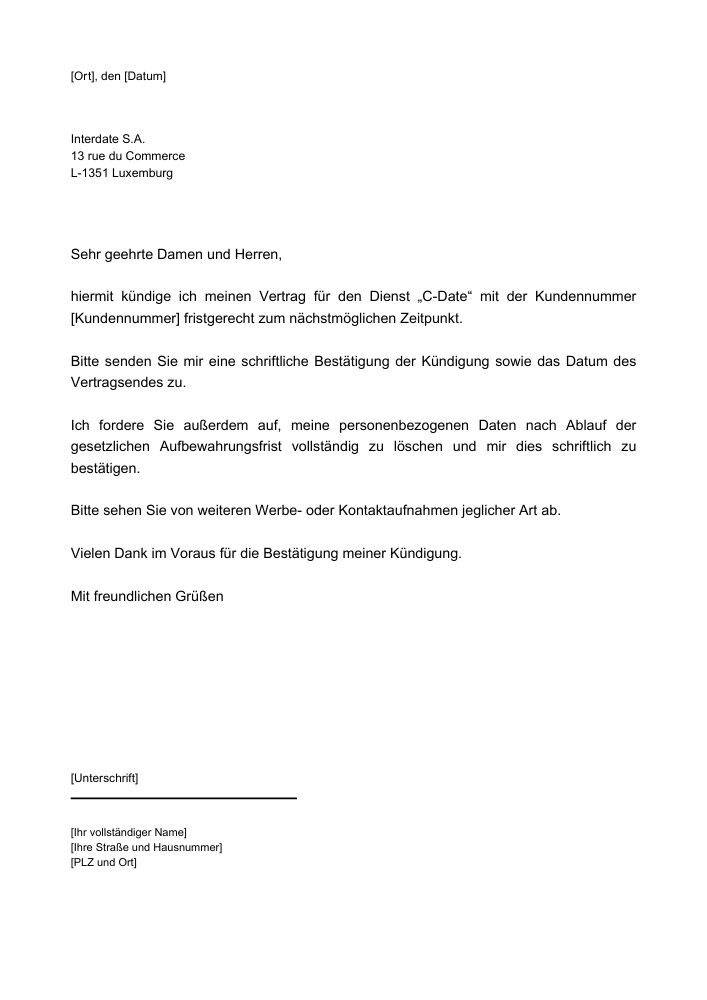 C-Date Kündigung