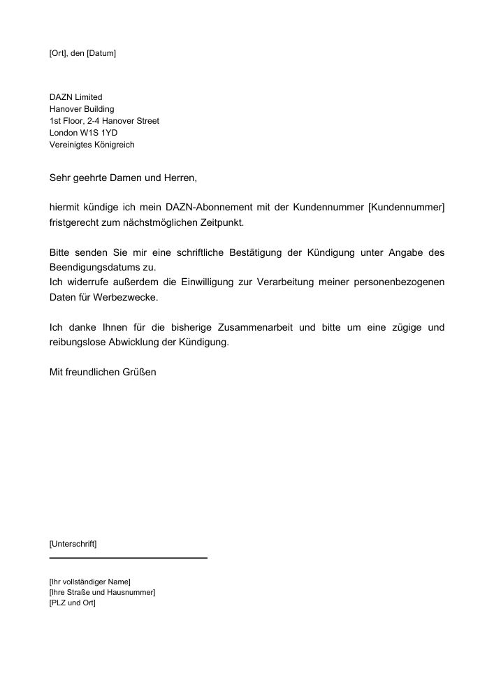 DAZN Kündigung