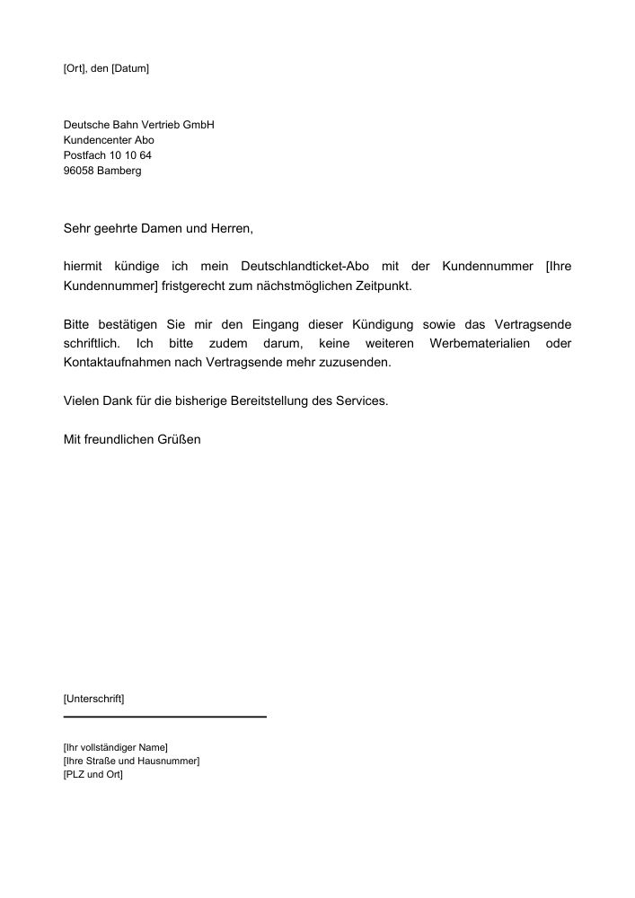 DB Deutschlandticket Kündigung