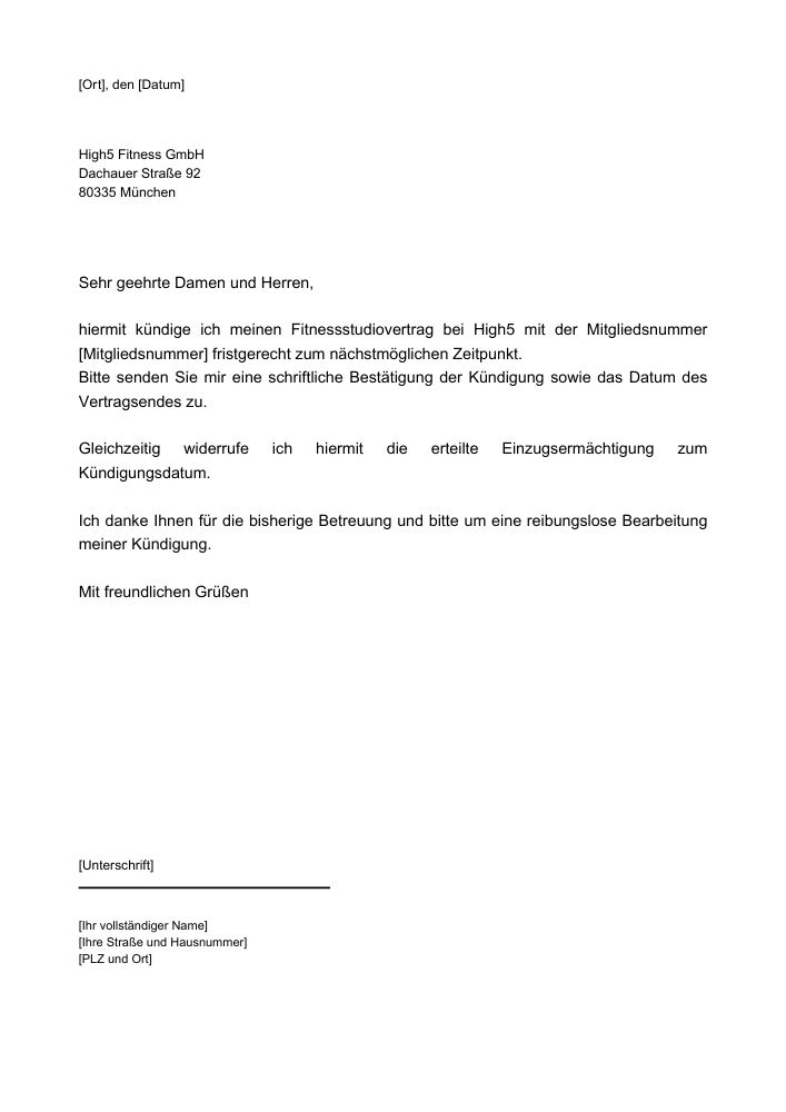 High5 Kündigung