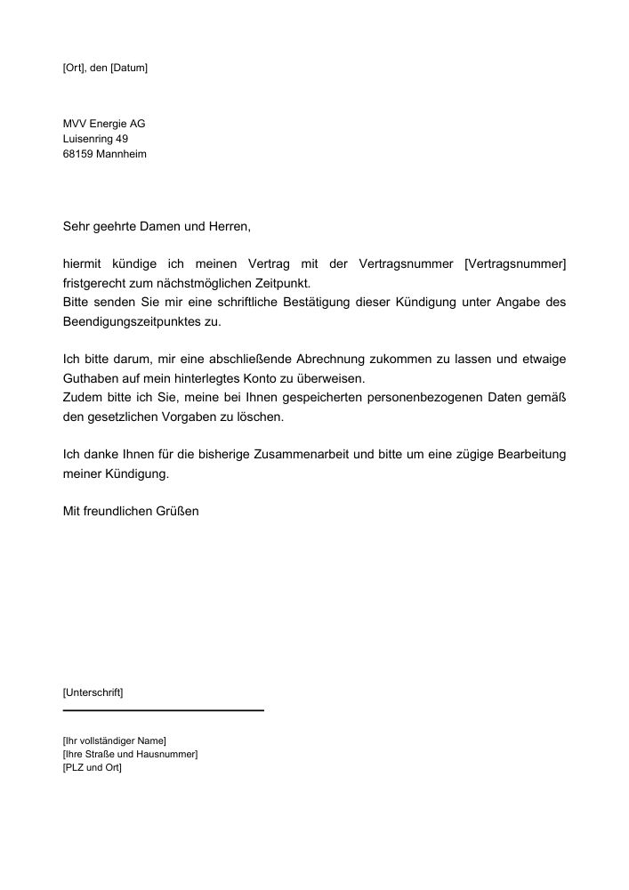 MVV Kündigung