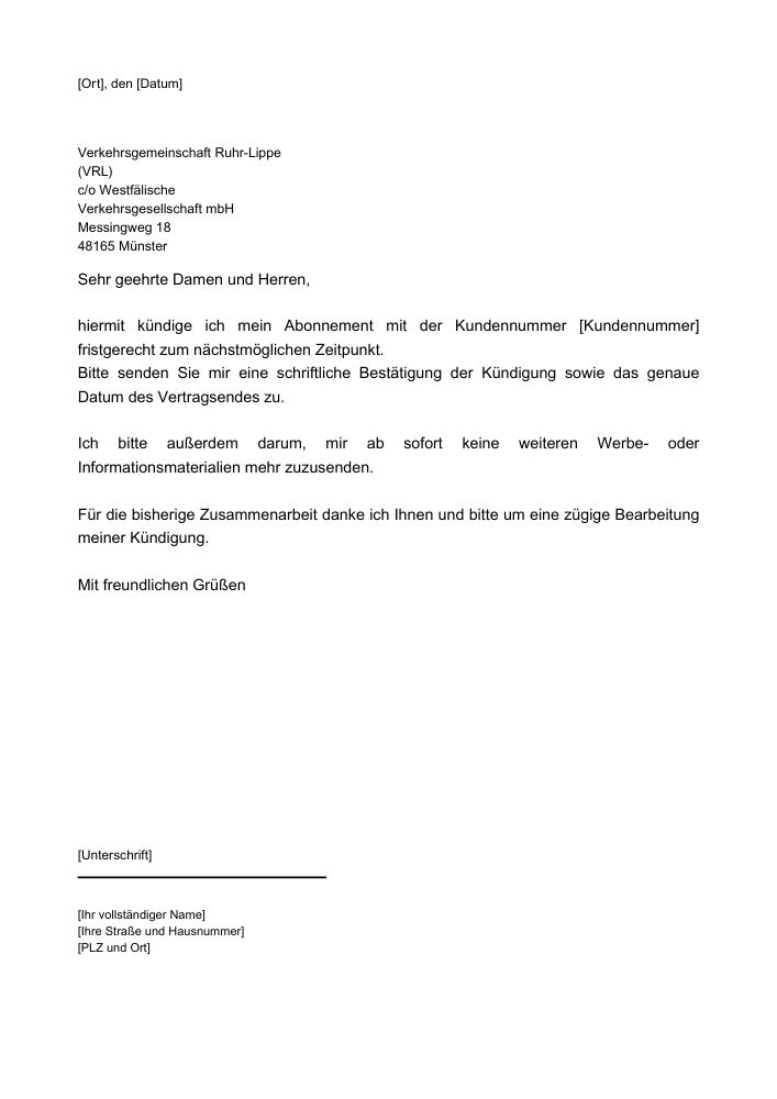 VRL Kündigung